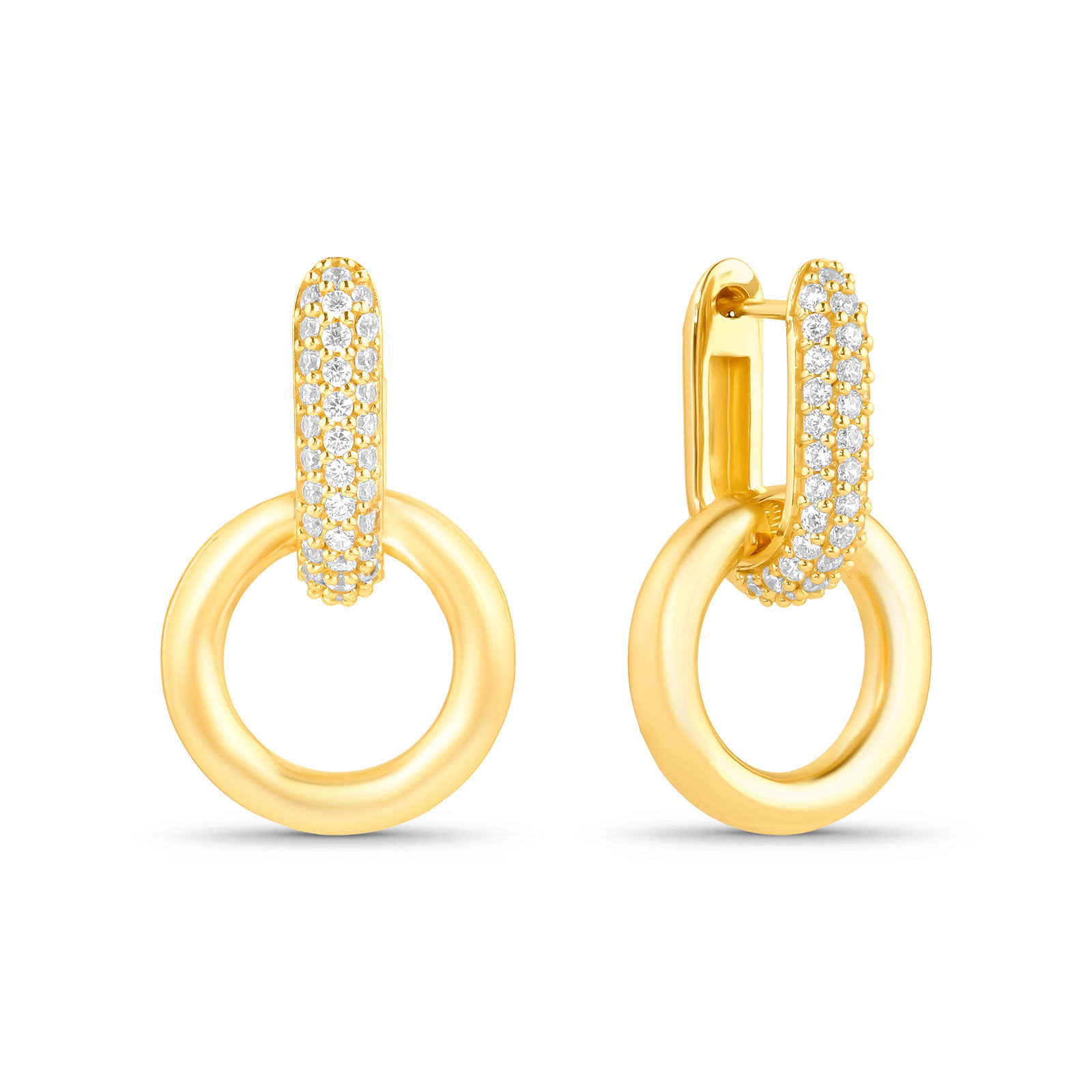 Brinco Life Infinity em Prata 925 com Banho de Ouro Amarelo 18k com Pedras Incolores