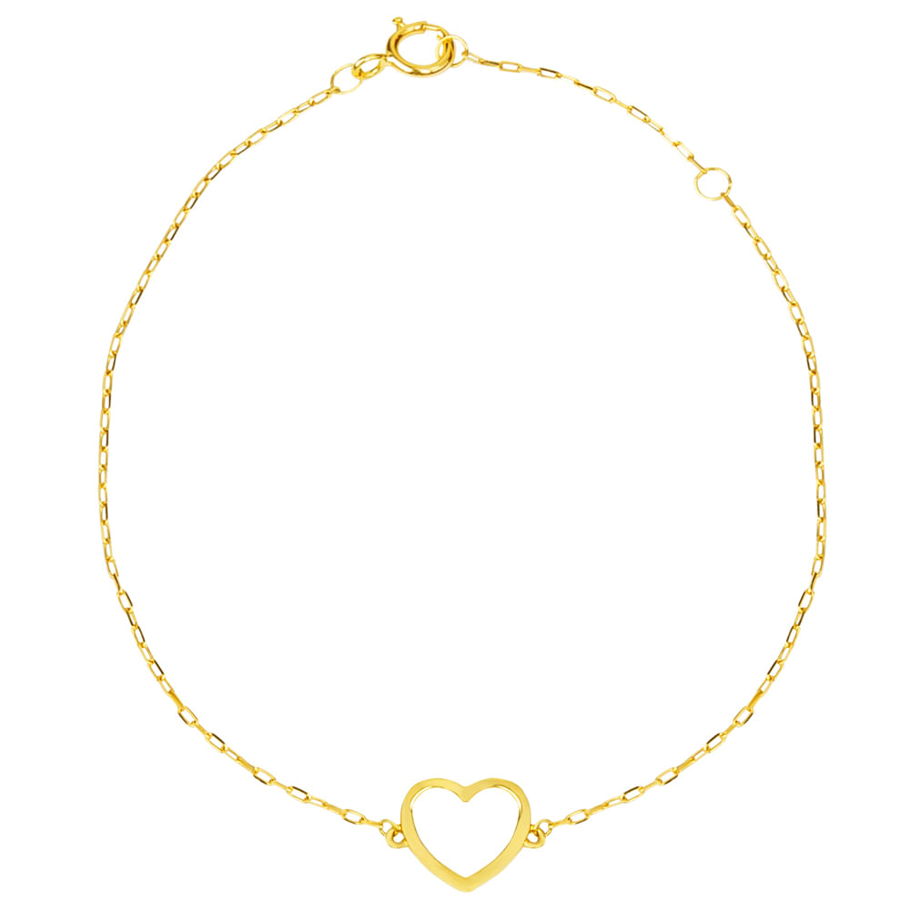 Pulseira Teen Coração em Ouro Amarelo 18k
