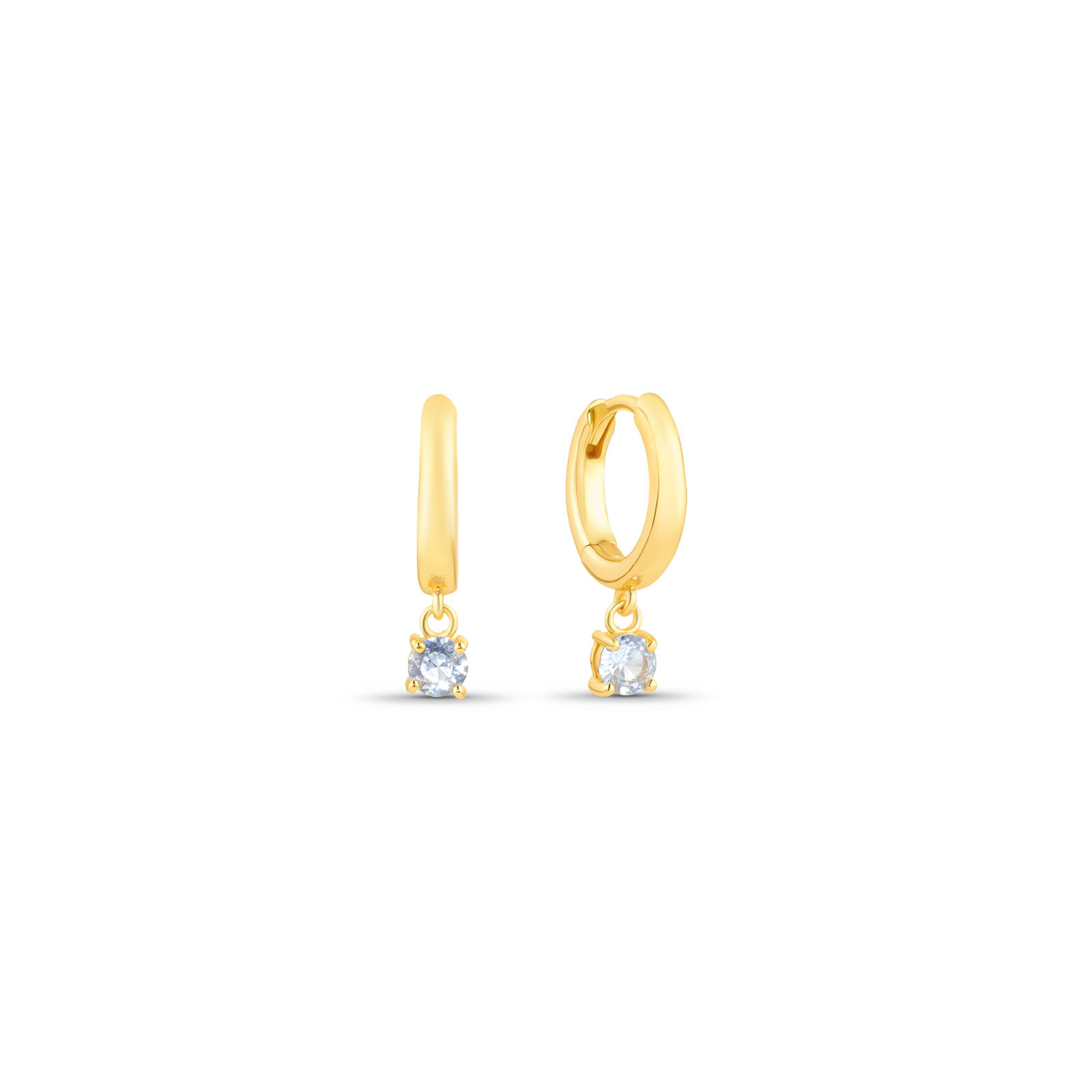 Argola Life Auba em Prata 925 com Banho de Ouro Amarelo 18k e Pedras Azuis, 26 mm