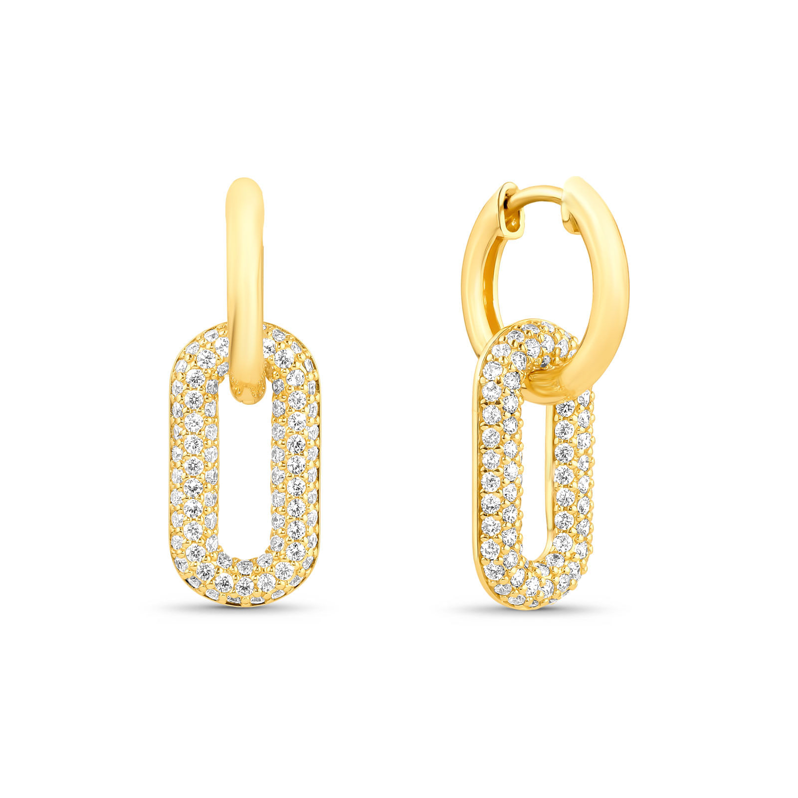 Brinco Life Infinity em Prata 925 com Banho de Ouro Amarelo 18k com Pedras Incolores