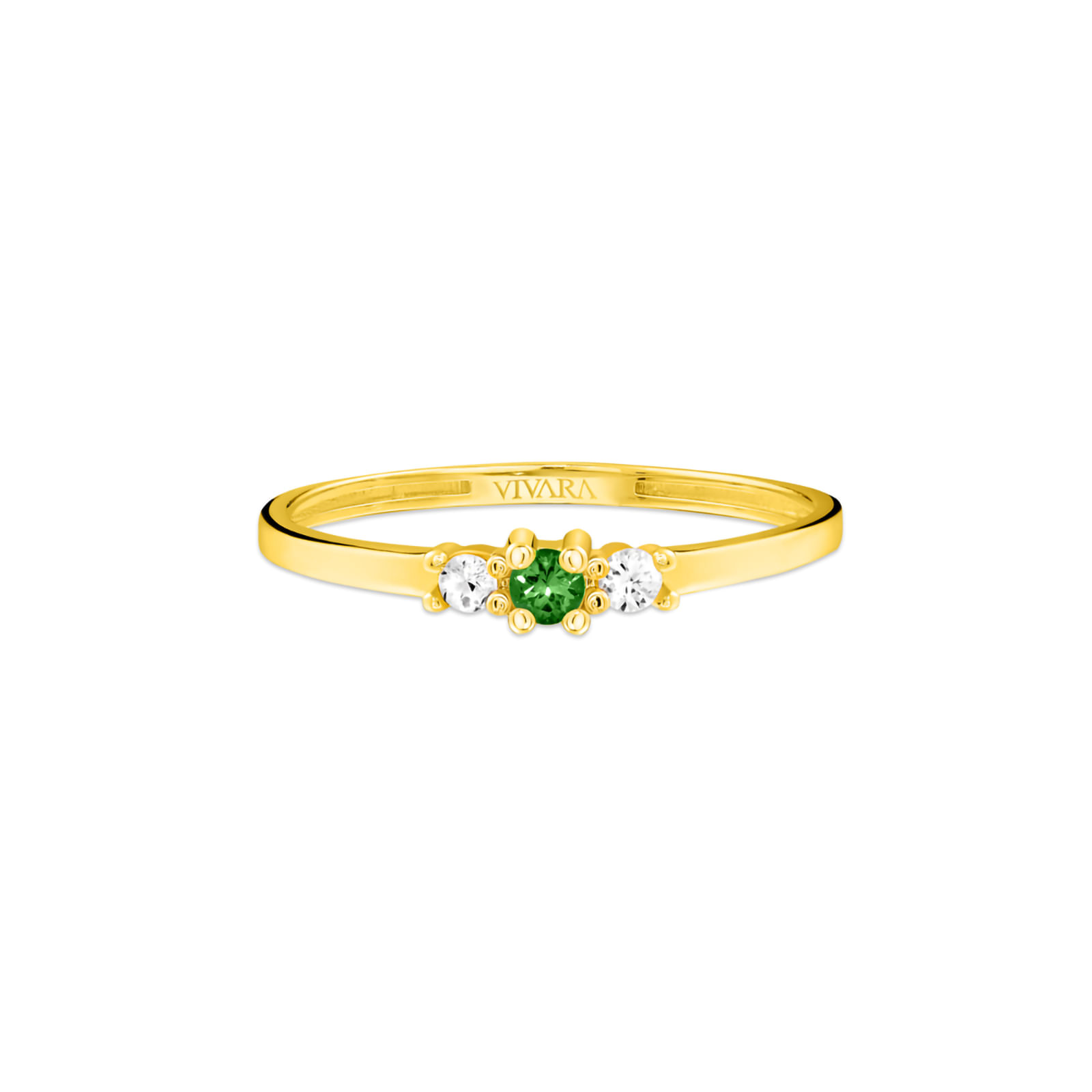 Anel Cores em Ouro Amarelo 18k com Turmalina Verde e Topázios Incolores