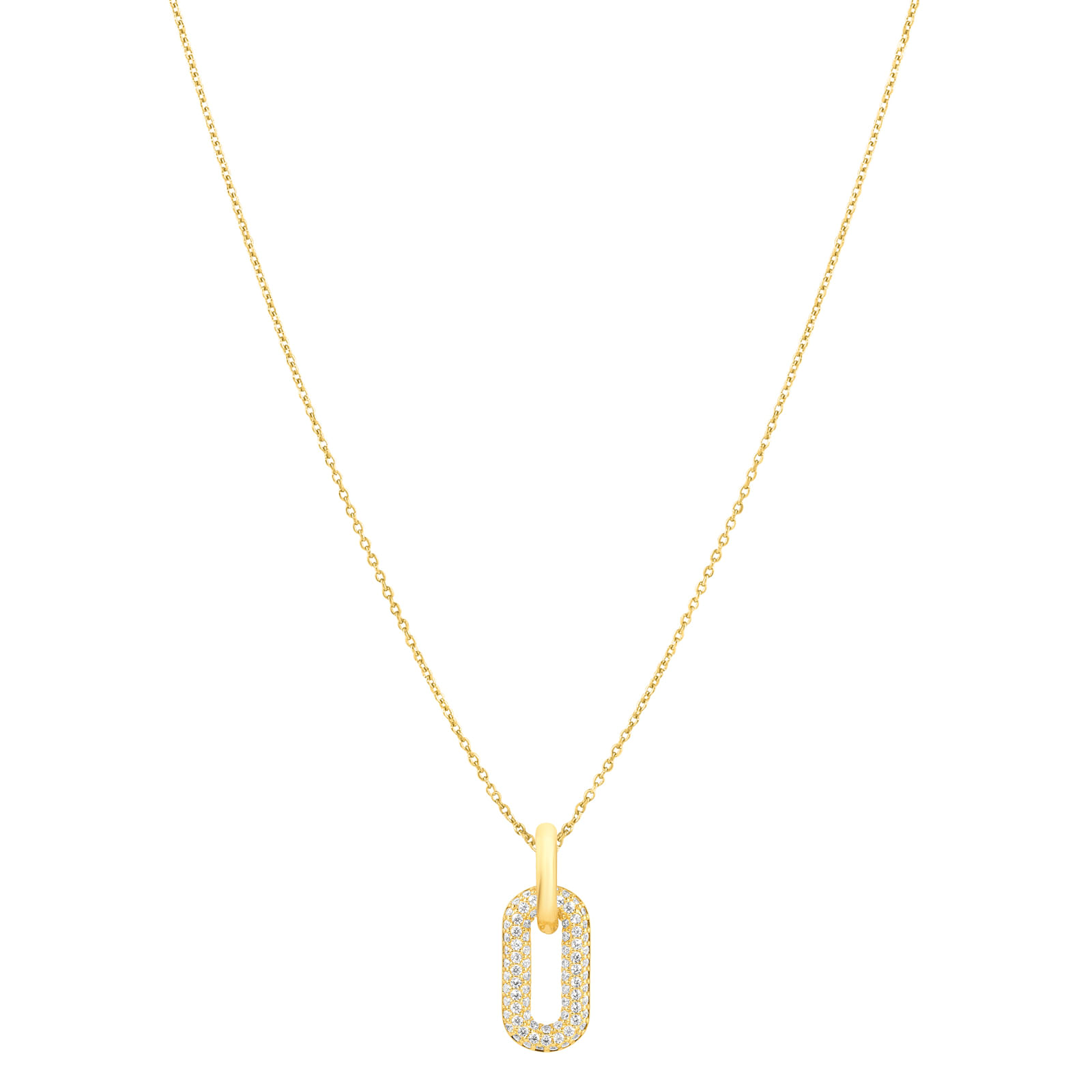 Colar Life Infinity em Prata 925 com Banho de Ouro Amarelo 18k com Pedras Incolores, 45cm