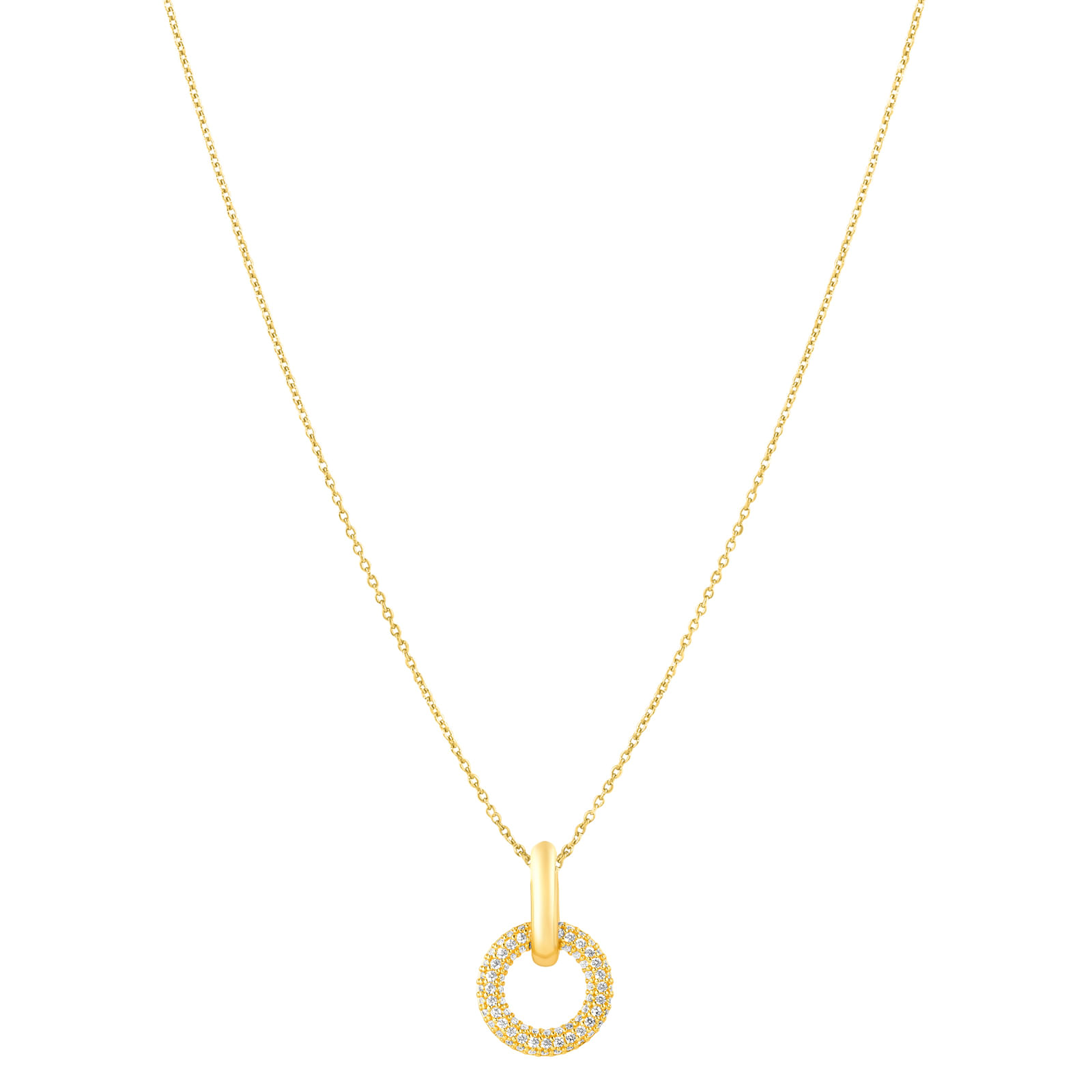 Colar Life Infinity em Prata 925 com Banho de Ouro Amarelo 18k com Pedras Incolores, 45cm