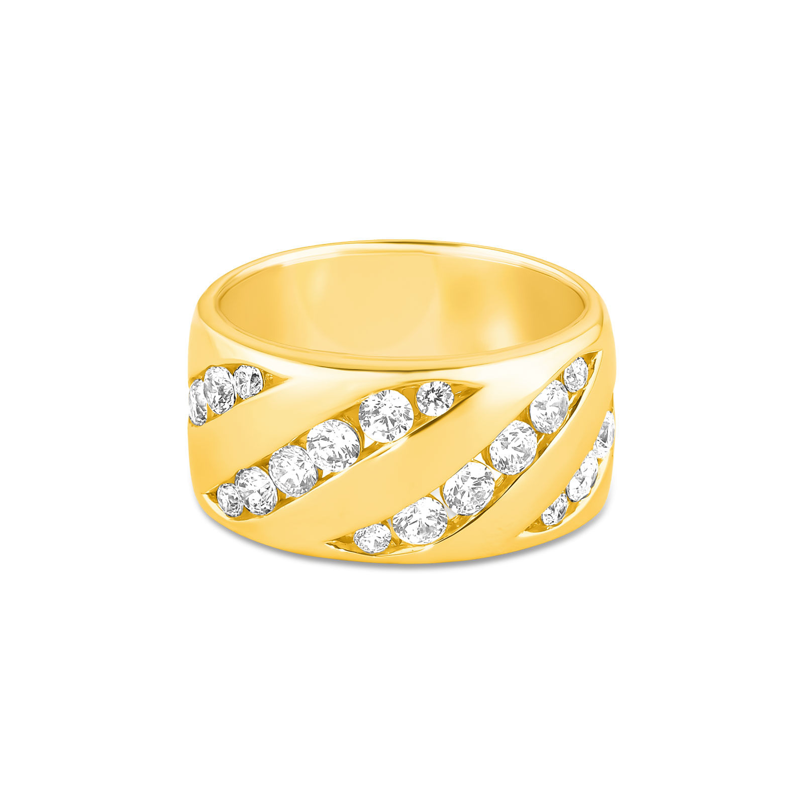 Anel Life Fusion em Prata 925 com Banho de Ouro Amarelo 18k e Pedras Incolores