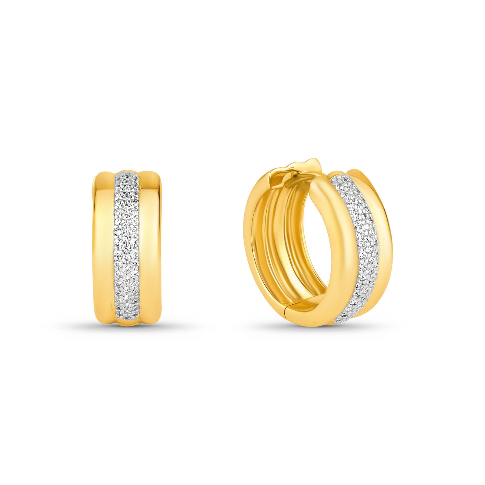 Argola Life Luxe em Prata 925 com Banho de Ouro Amarelo 18k com Pedras Incolores, 23,7 mm