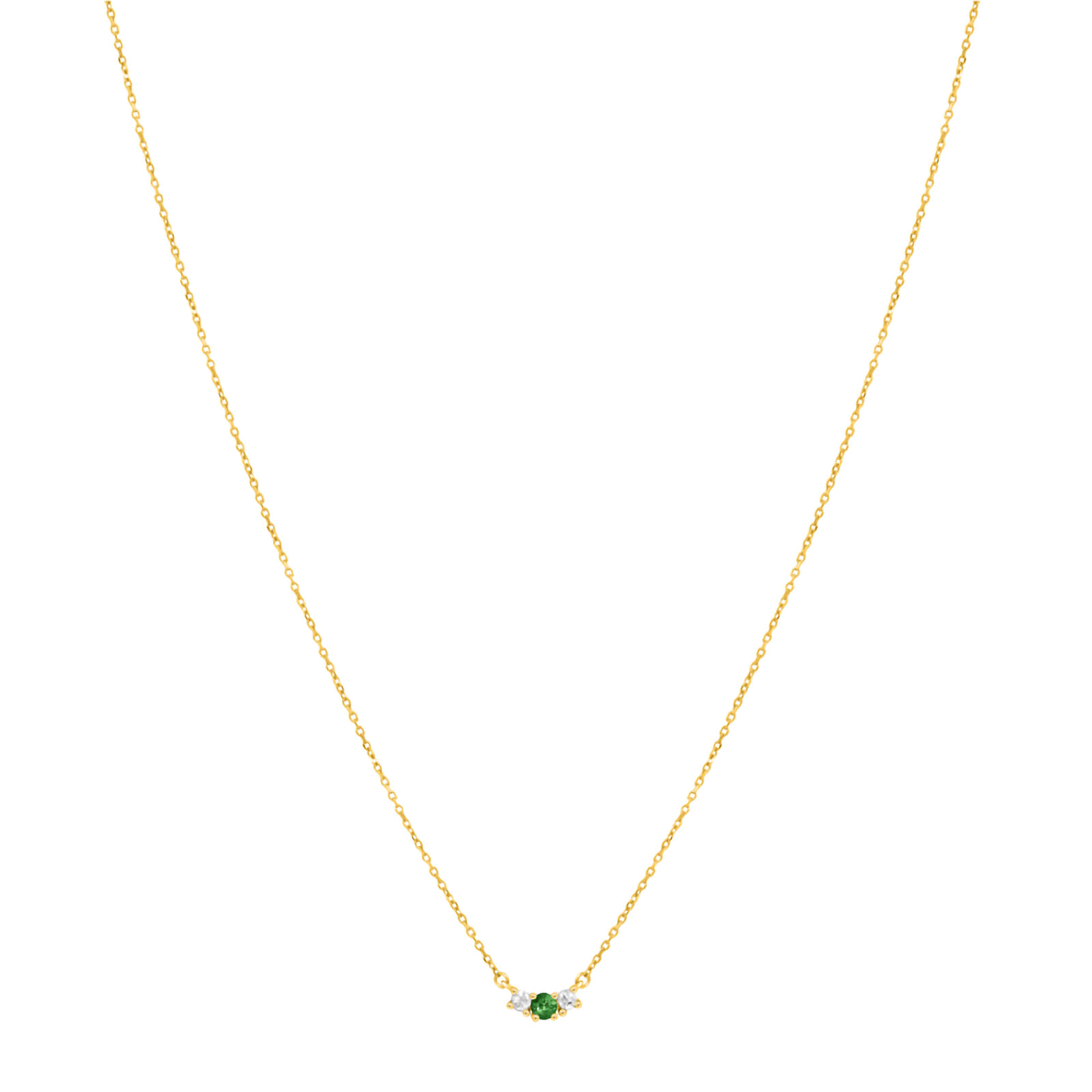 Colar Cores em Ouro Amarelo 18k com Turmalina Verde e Topázios Incolores, 45cm