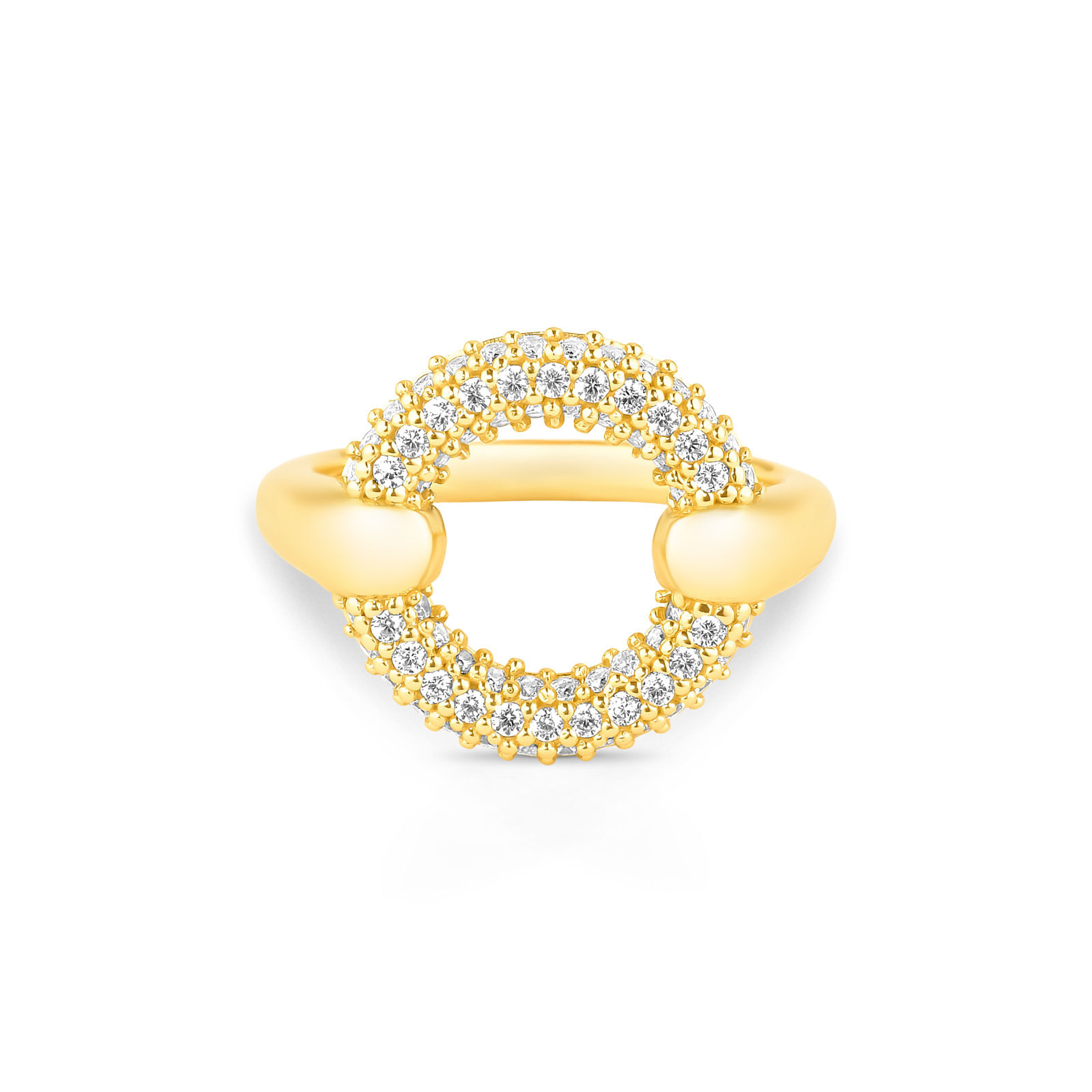 Anel Life Infinity em Prata 925 com Banho de Ouro Amarelo 18k com Pedras Incolores