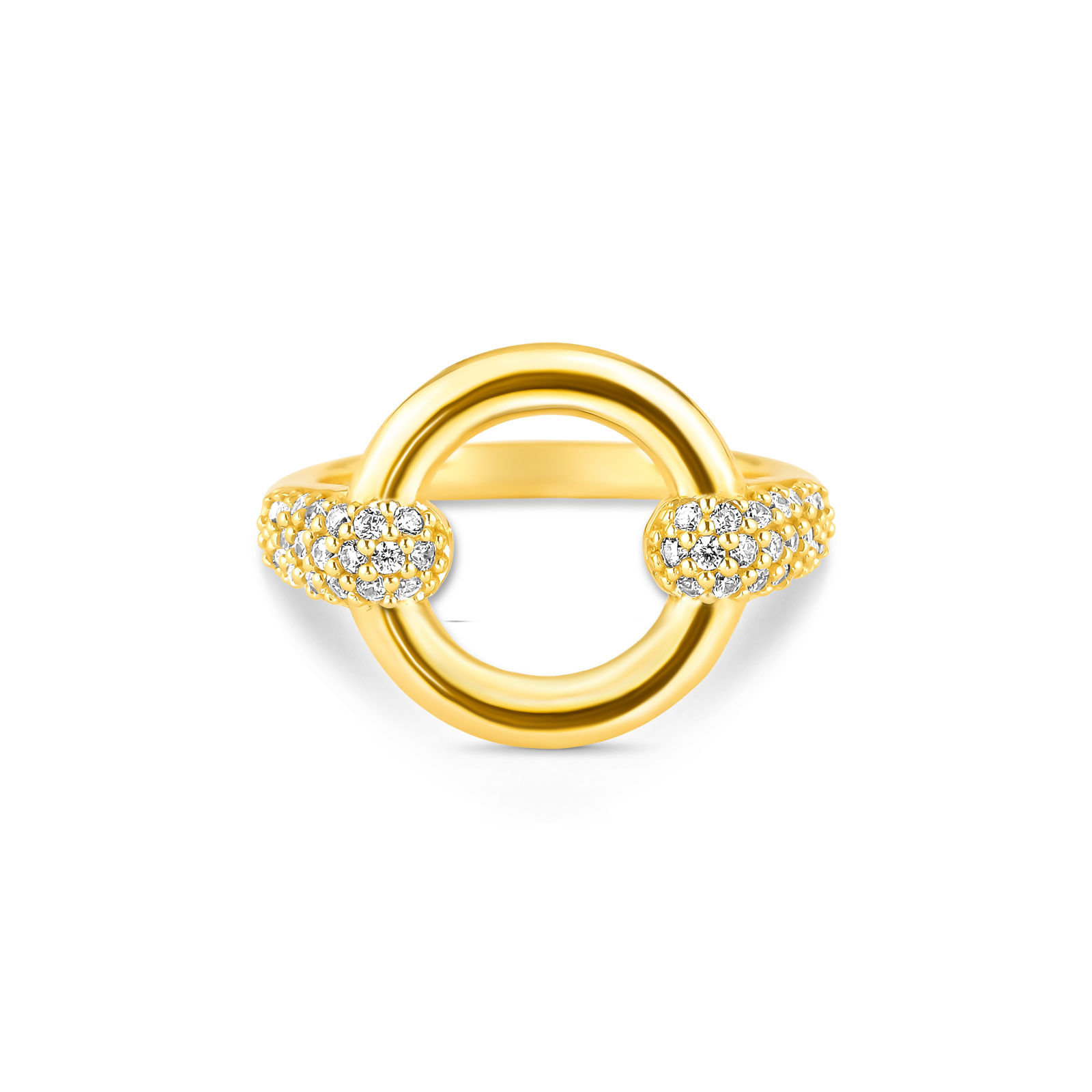 Anel Life Infinity em Prata 925 com Banho de Ouro Amarelo 18k com Pedras Incolores