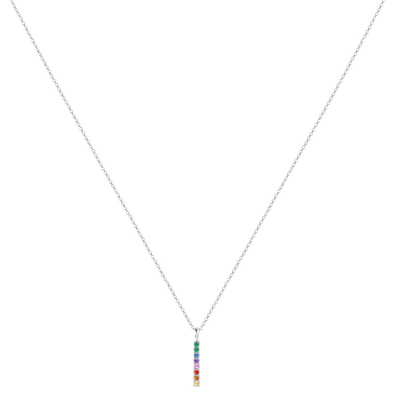 Colar Life Colors em Prata 925 com Pedras Coloridas, 45cm