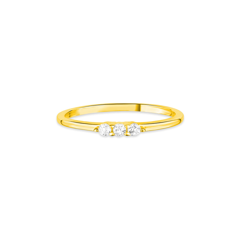 Anel Life Shine em Prata 925 com Banho de Ouro Amarelo 18k e Pedras Incolores
