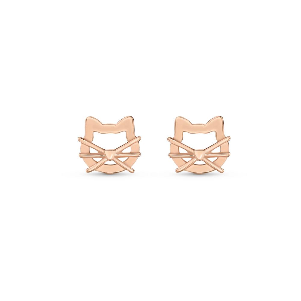 Brinco Life Gatinho Animal II Banho em Ouro Rosé