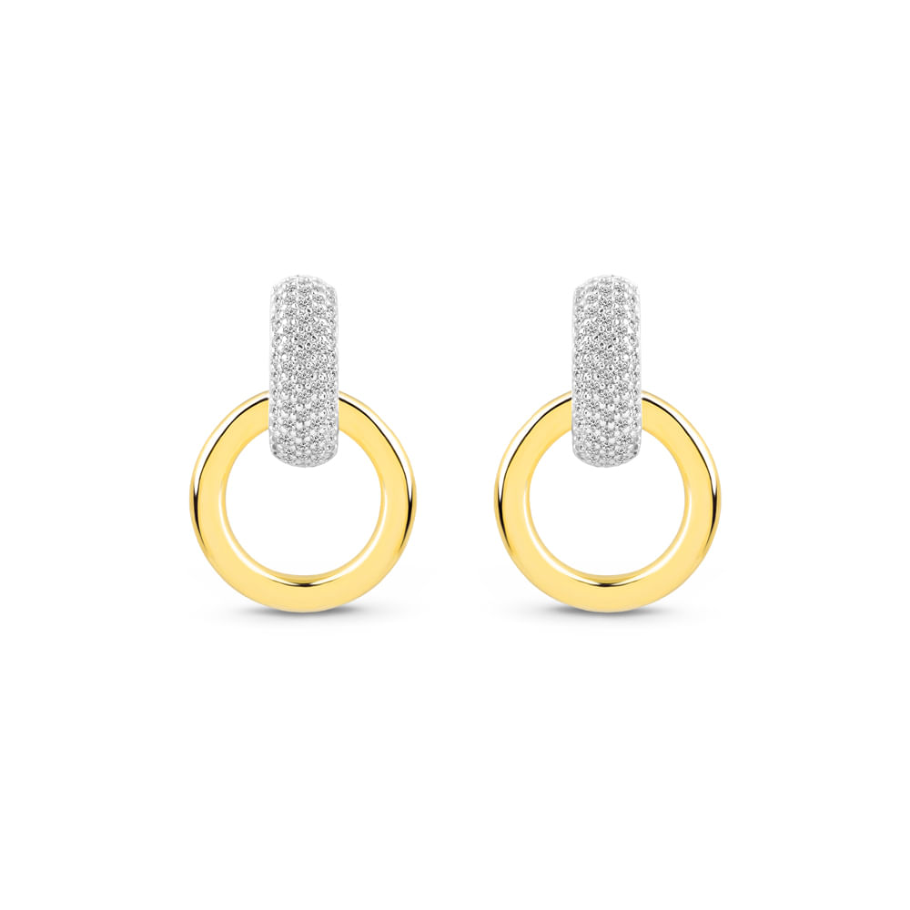 Brinco Santorini em Prata 925 e Ouro Amarelo 18k com Diamantes 0,61 ct