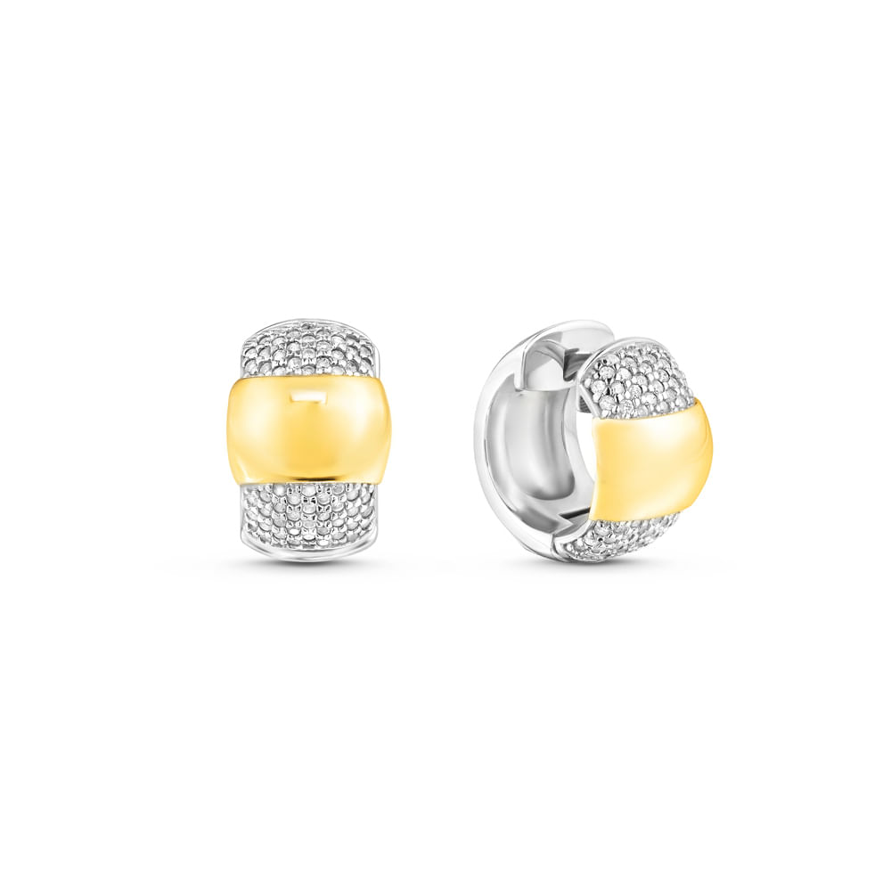 Brinco Santorini em Prata 925 e Ouro Amarelo 18k com Diamantes 0,55 ct