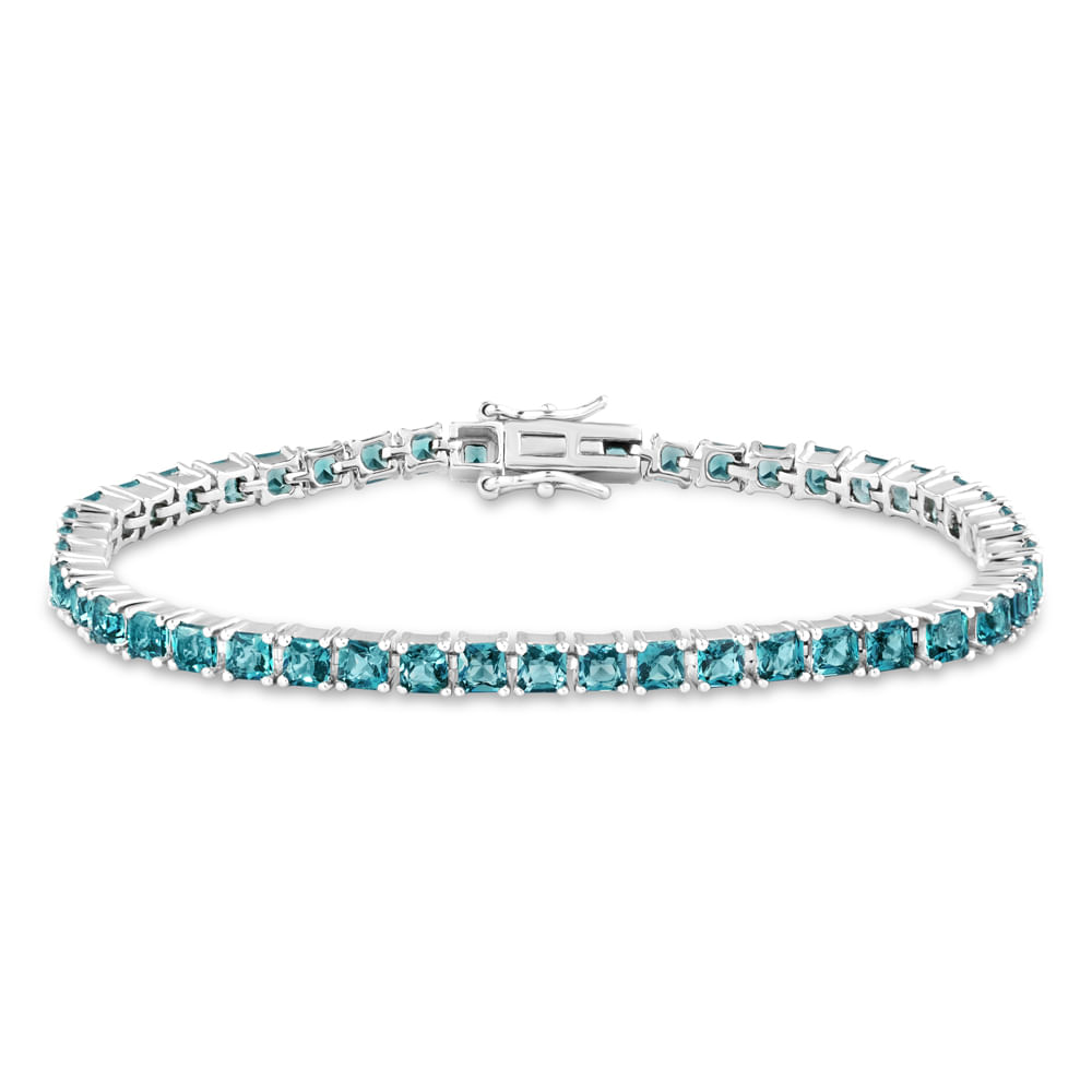 Pulseira Life Riviera II em Prata 925 com Pedras Verdes