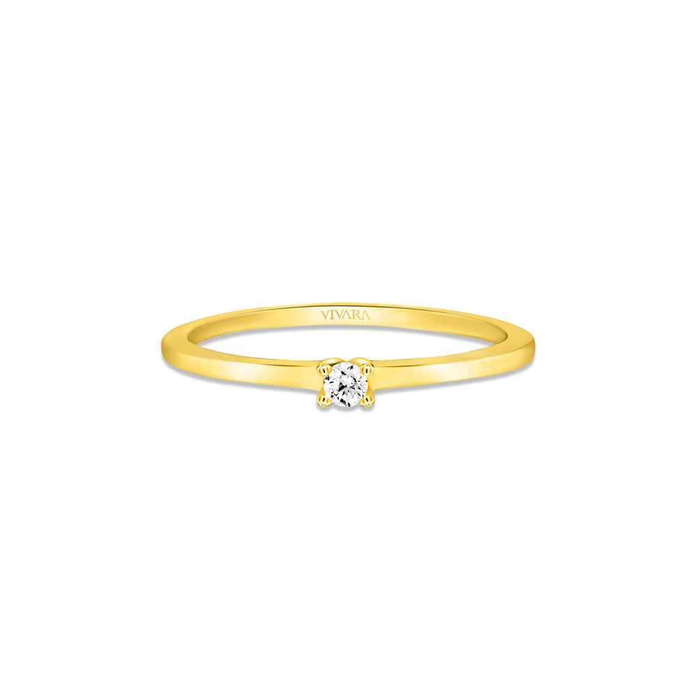 Anel Solitário Classic em Ouro Amarelo 18k com Diamante 0,05 ct