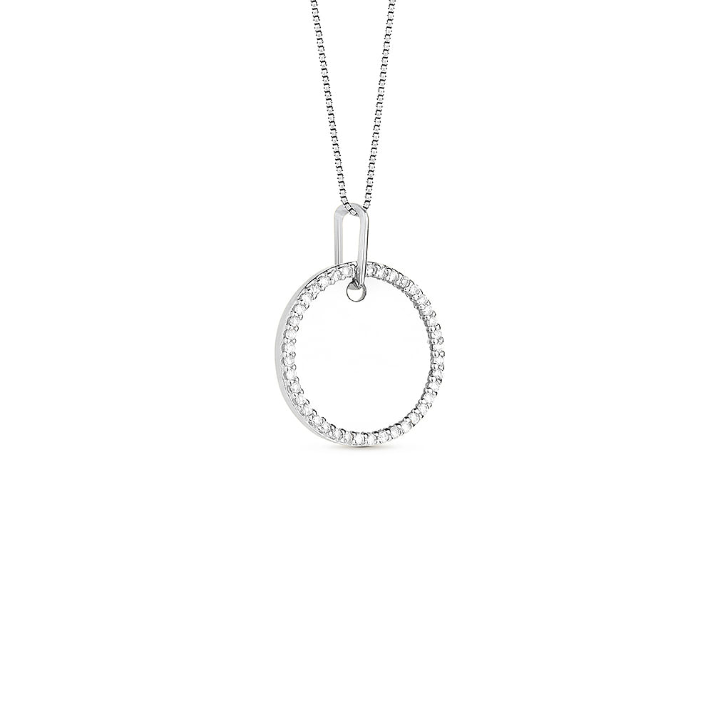 Pingente Personalizável em Ouro Branco 18k com Diamantes, 19mm