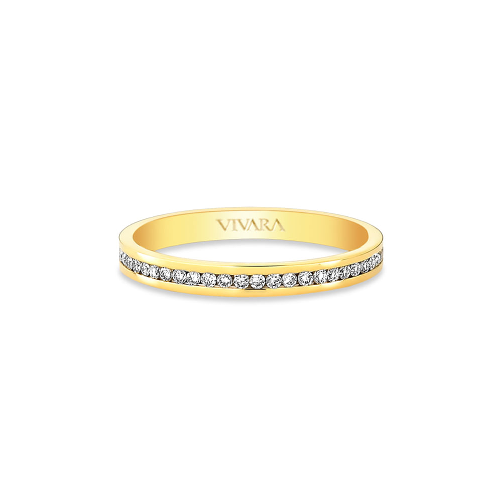 Aliança Honeymoon em Ouro Amarelo 18k com Diamantes, 2.5mm