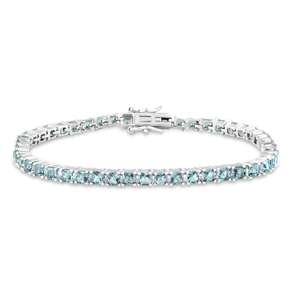 Pulseira Life Riviera II em Prata 925 com Pedras Verdes