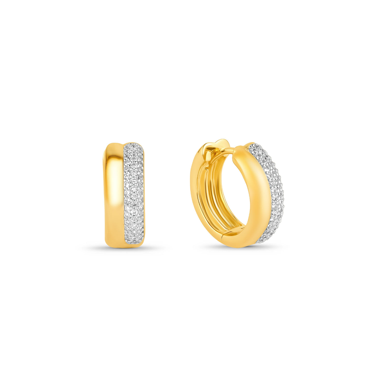 Argola Life Luxe em Prata 925 com Banho de Ouro Amarelo 18k com Pedras Incolores, 17mm