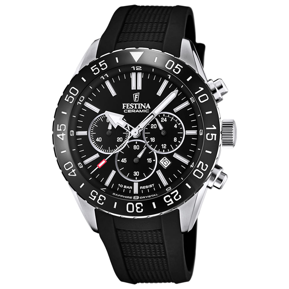 Relógio Festina Ceramic Masculino Borracha Preto