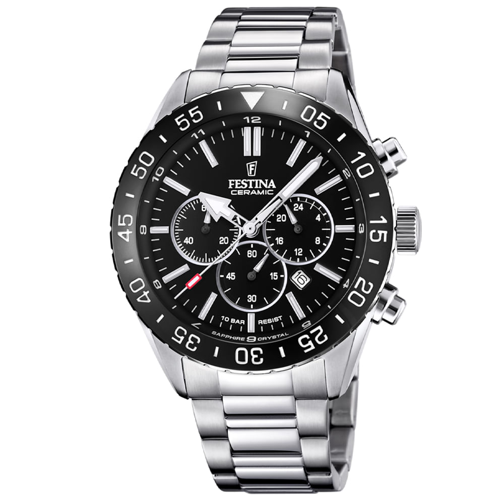 Relógio Festina 02-023 Ceramic Masculino Aço Prateado