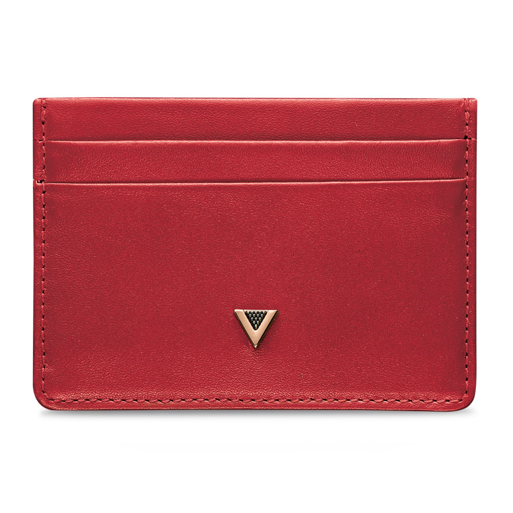 Porta-Cartões Feminino Couro Cereja