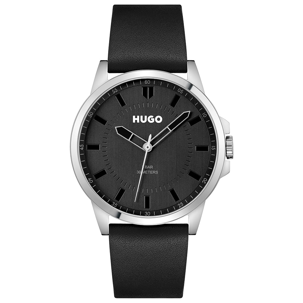 Relógio Hugo Masculino Couro Preto 1530188