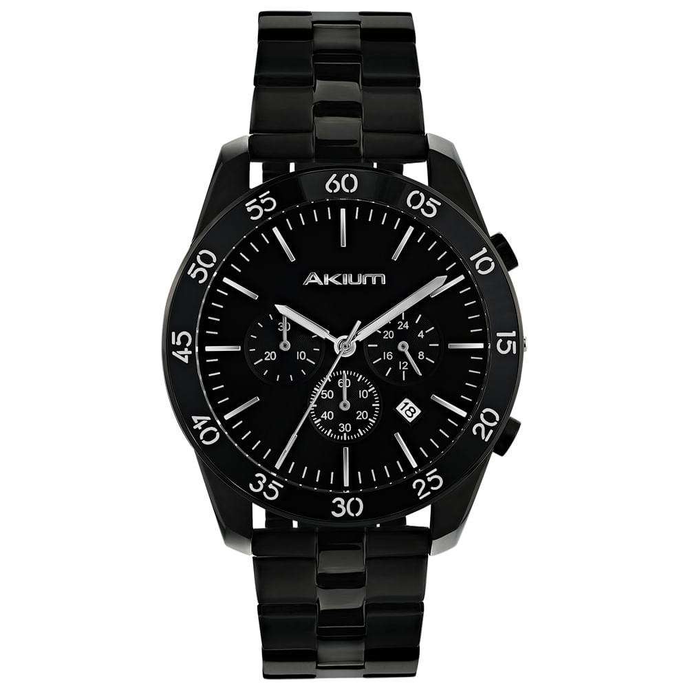 Relógio Akium Masculino Aço Preto