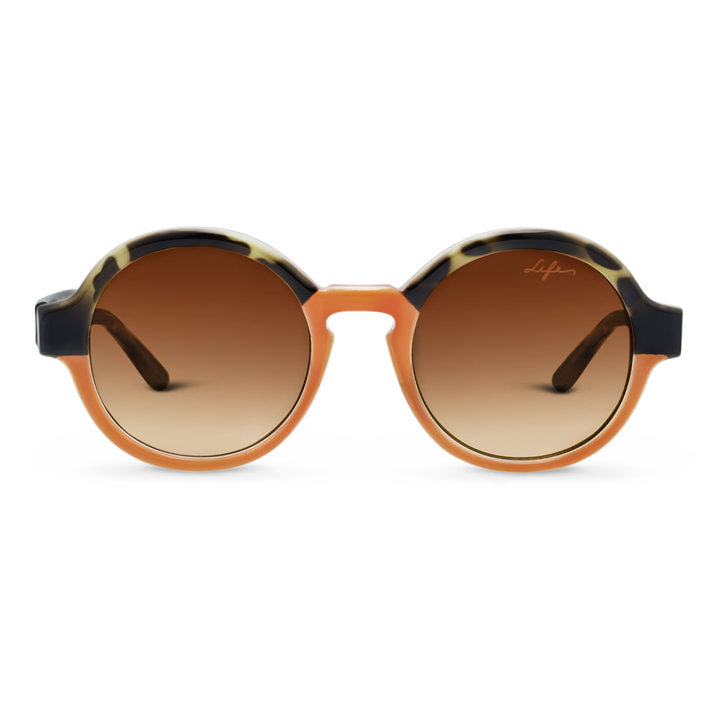 Óculos de Sol Life Redondo em Acetato Laranja