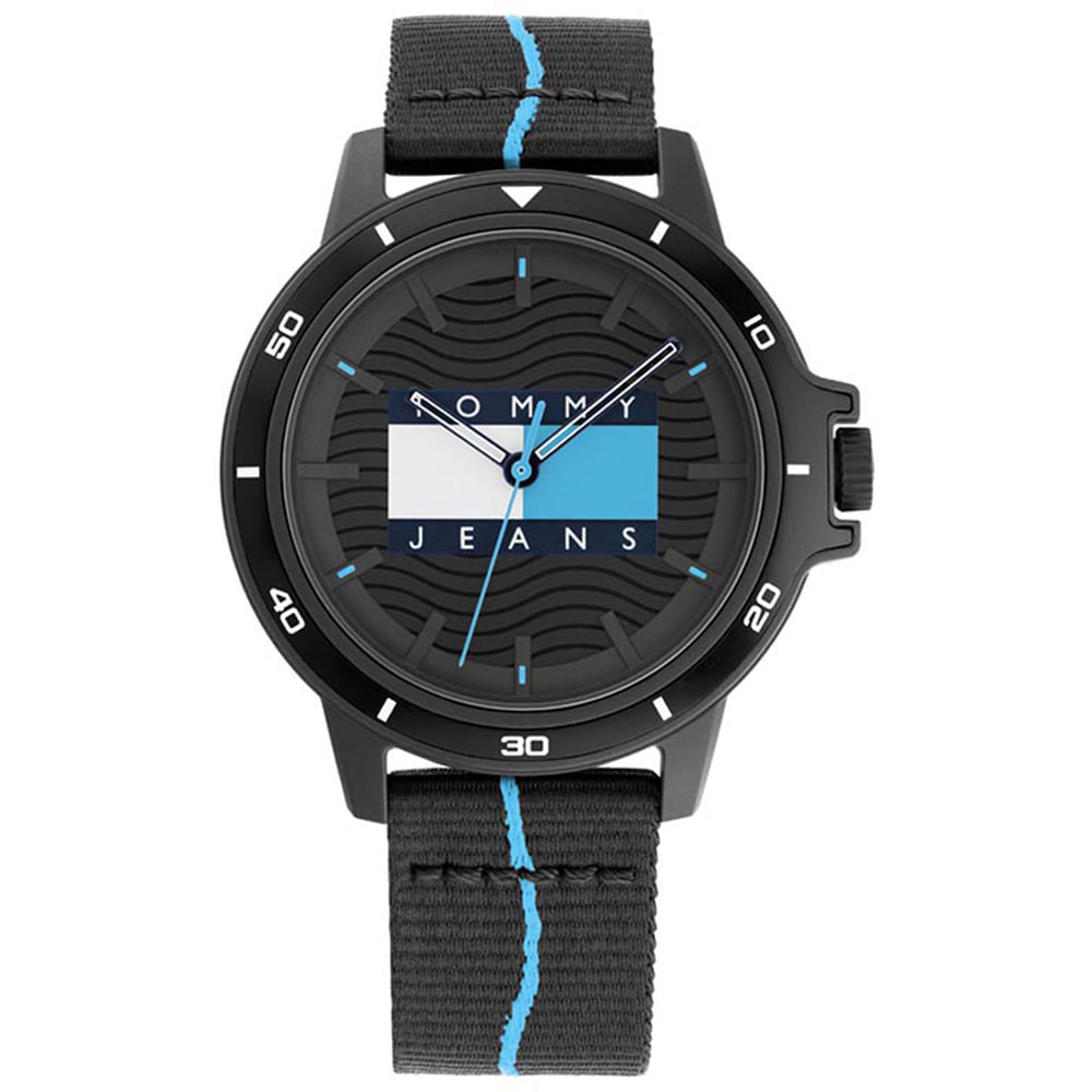 Relógio Tommy Hilfiger Masculino Plastico Reciclado 50% Preto e Azul 1791999