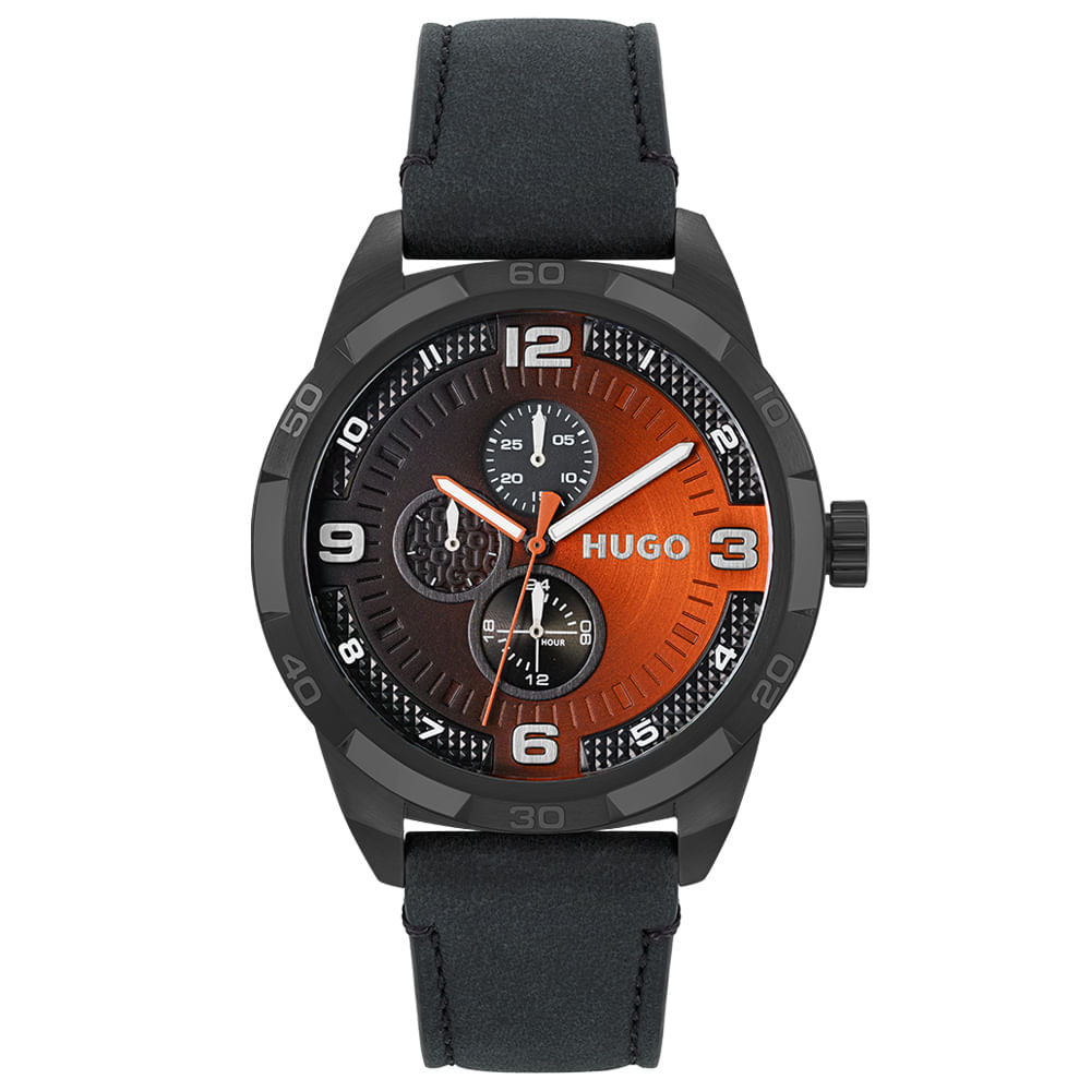 Relógio Hugo Masculino Couro Preto 1530275
