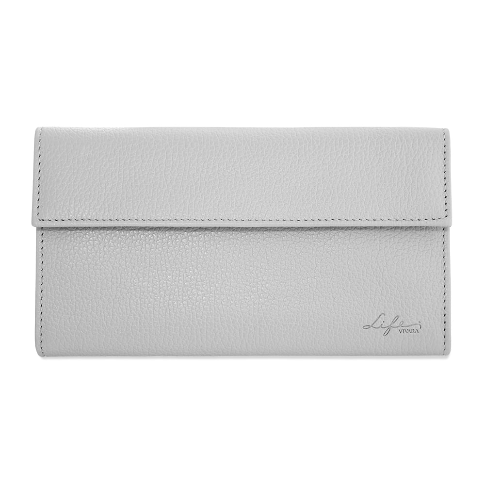 Carteira Grande Life Couro Cinza