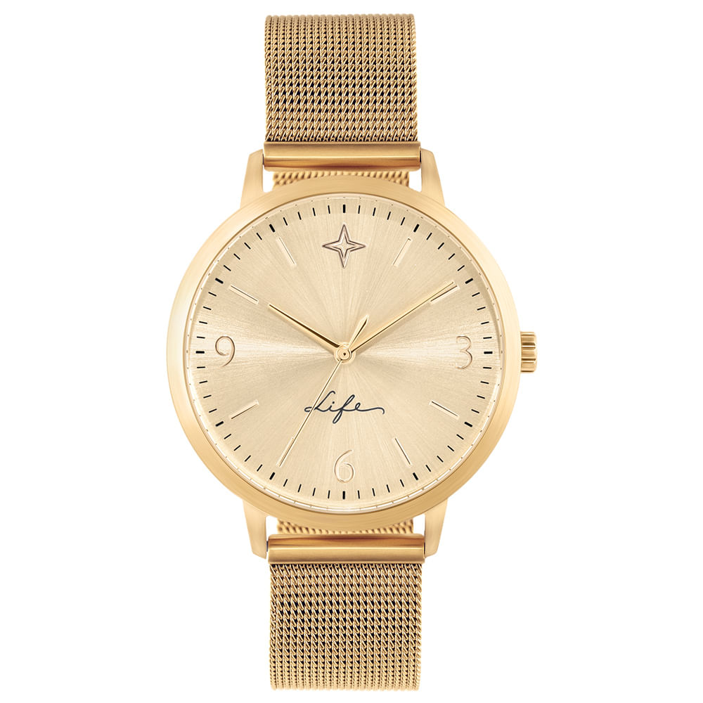 Relógio Life Conquistas Feminino Aço Dourado