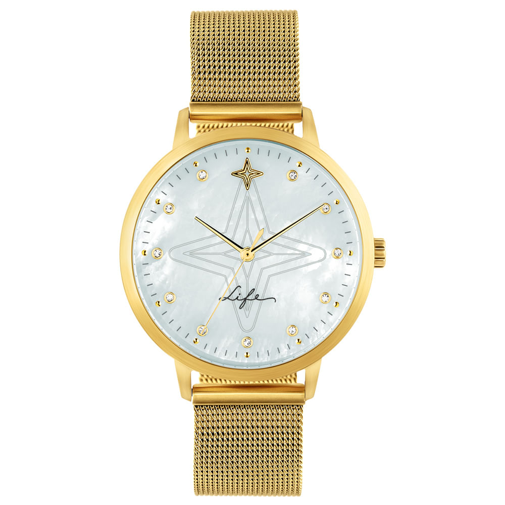 Relógio Life Descobertas Feminino Aço Dourado