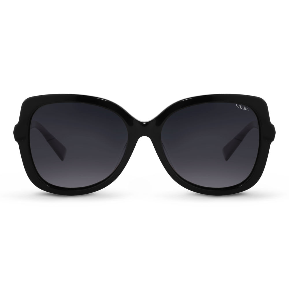 Óculos de Sol Redondo Vivara em Acetato Preto