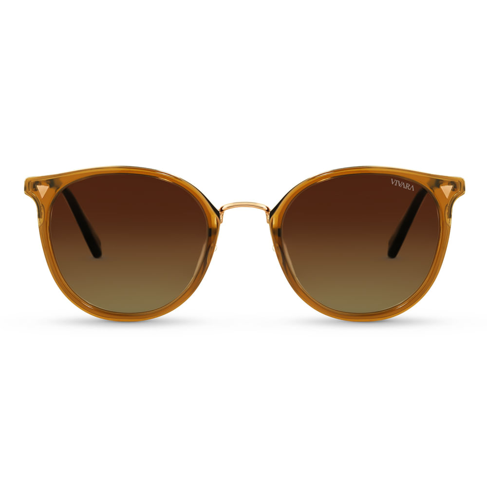 Óculos de Sol Redondo Vivara em Acetato Marrom
