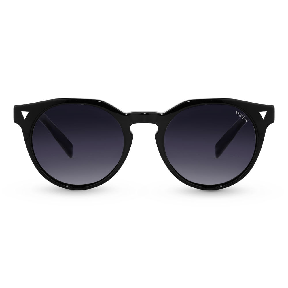 Óculos de Sol Redondo Vivara em Acetato Preto