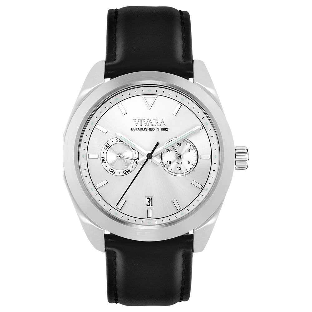 Relógio Vivara Pantanal Masculino Couro Preto