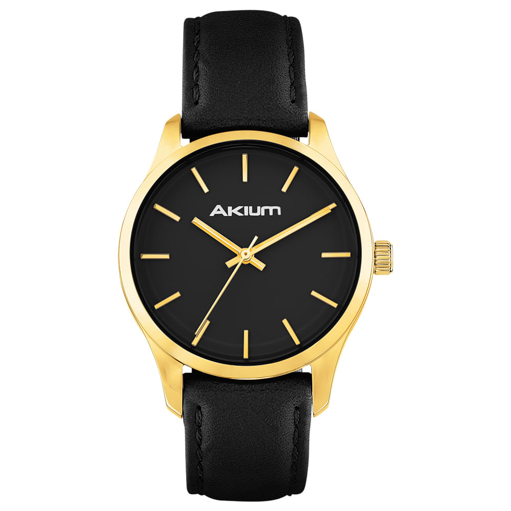 Relógio Akium Lady Casual Feminino Couro Preto