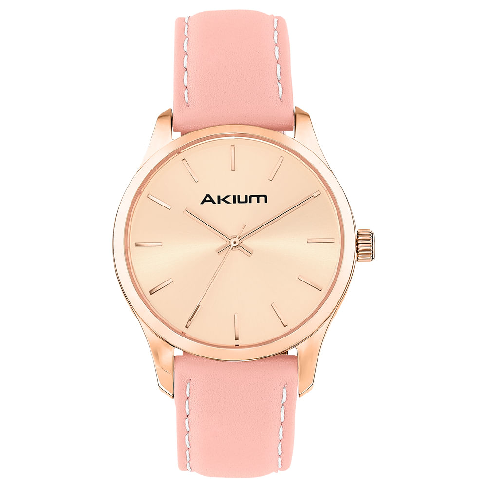 Relógio Akium Lady Casual Feminino Couro Rosa