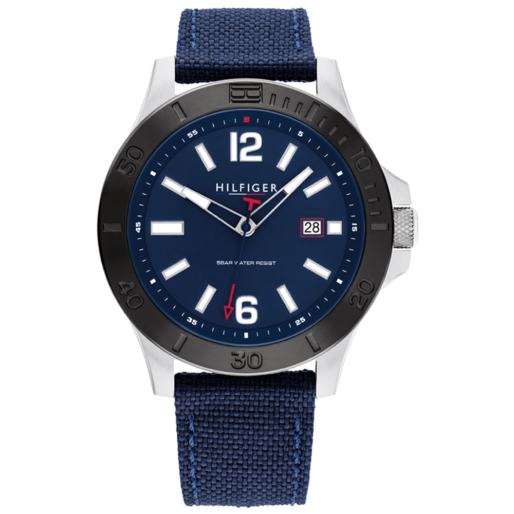 Relógio Tommy Hilfiger Masculino Nylon 50% Couro 50% Azul 1710538