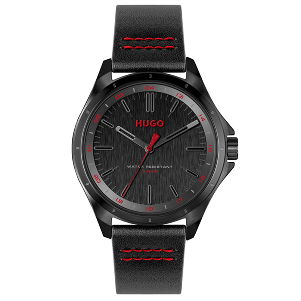 Relógio Hugo Masculino Couro Preto 1530321
