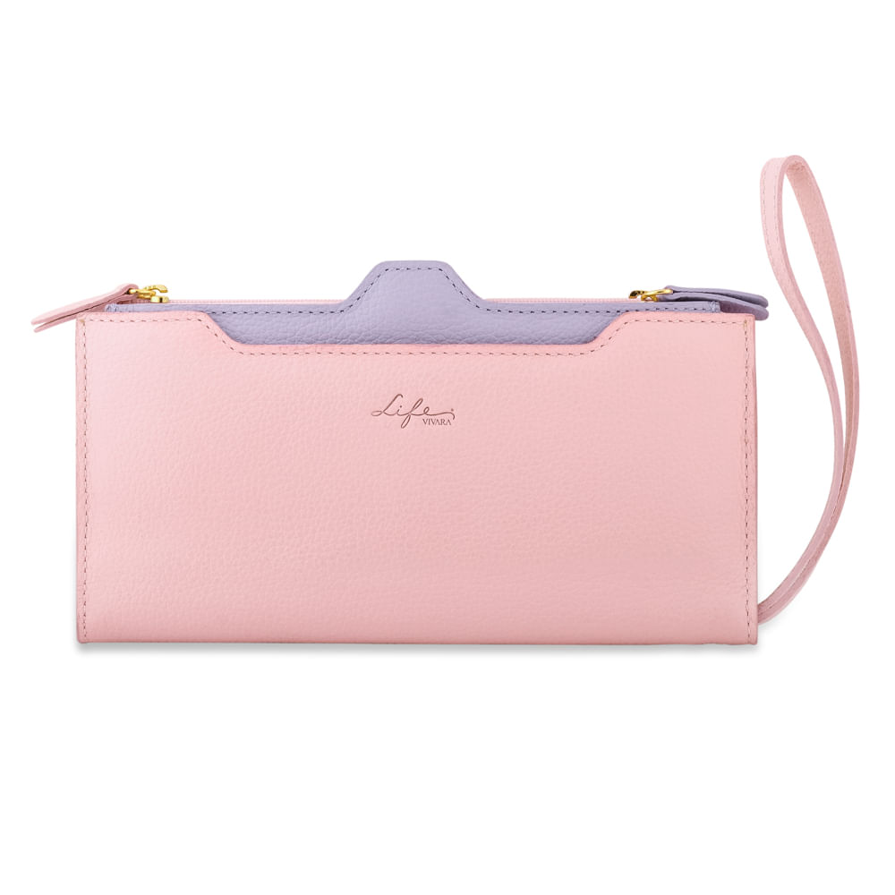 Carteira Life em Couro Rosa