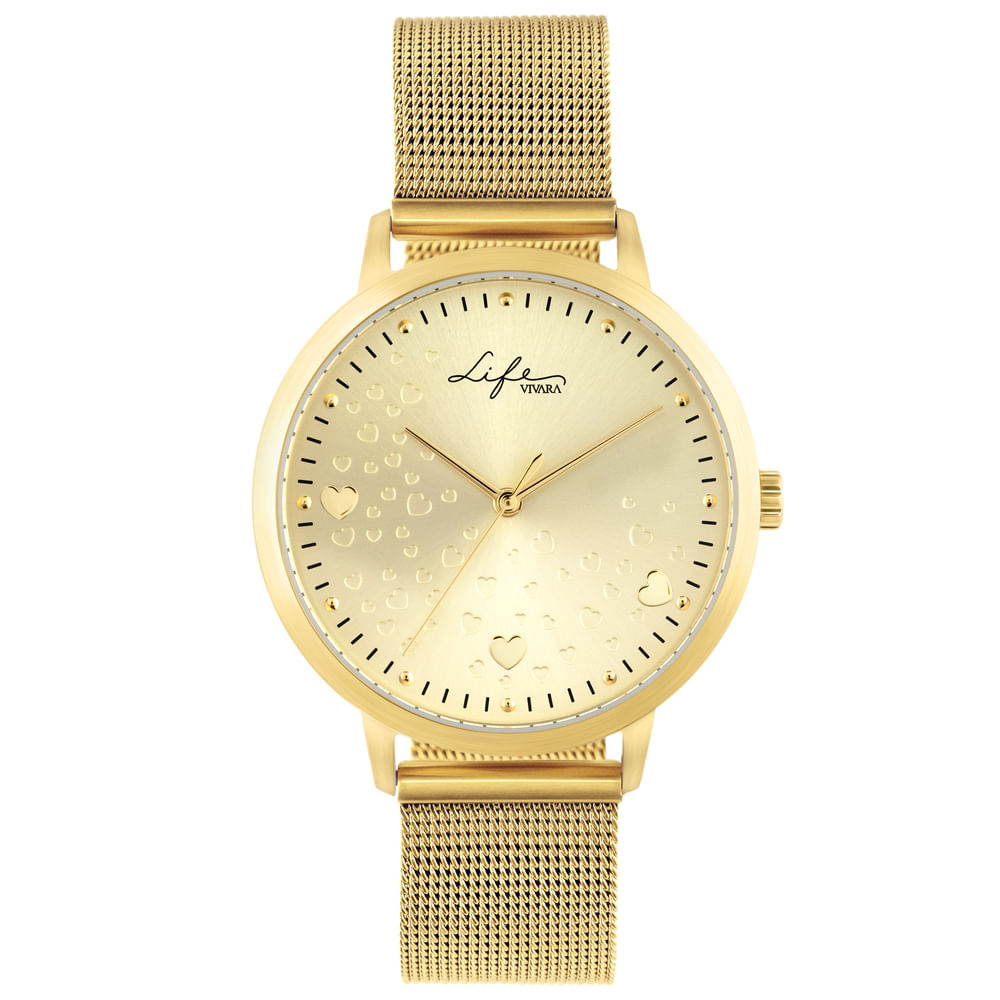 Relógio Life Amor Feminino Aço Dourado