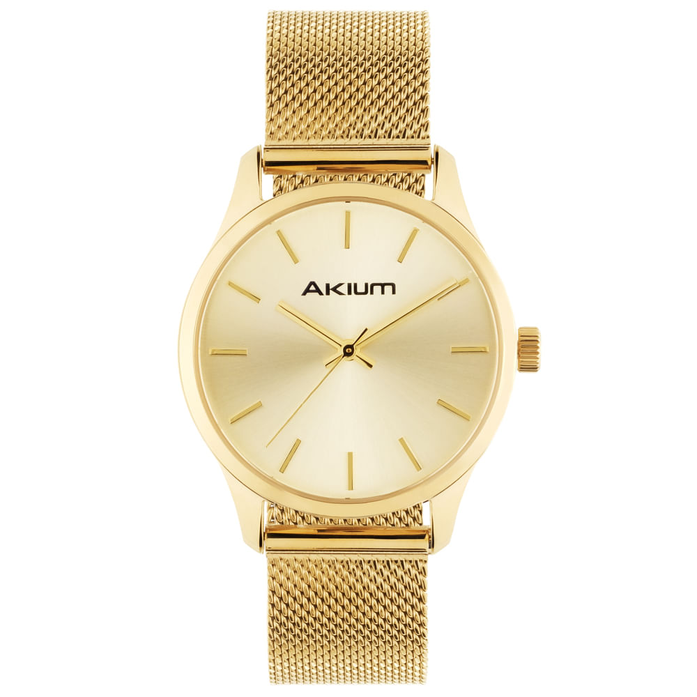 Relógio Akium Casual Feminino Aço Dourado