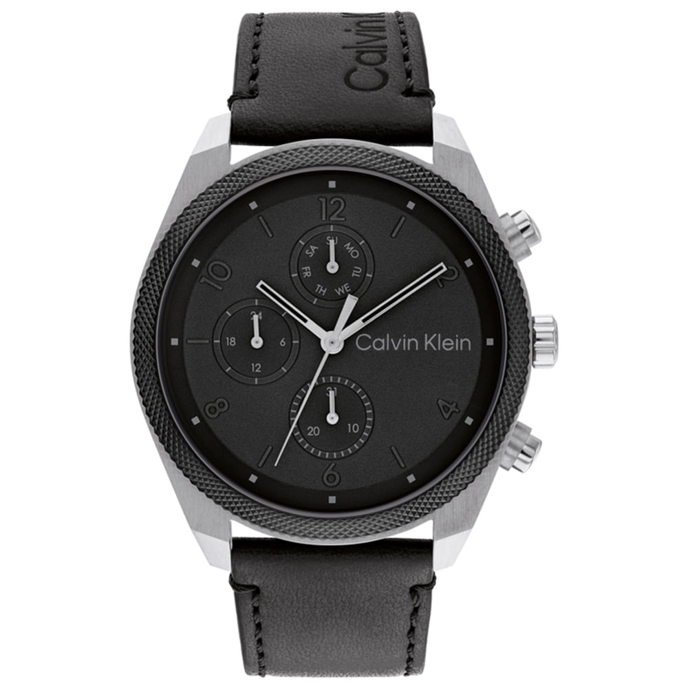 Relógio Calvin Klein Masculino Couro Preto 25200364