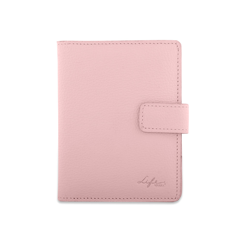 Porta Passaporte Life em Couro Rosa e Lilás