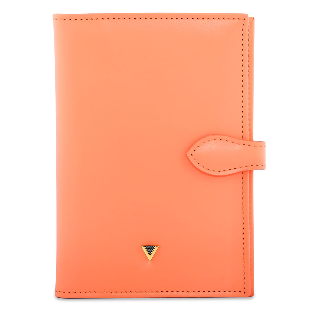 Porta Passaporte Vivara com Lapela em Couro Salmão