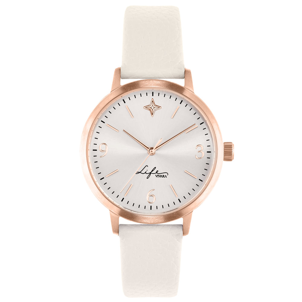 Relógio Life Colors Feminino Couro Off White