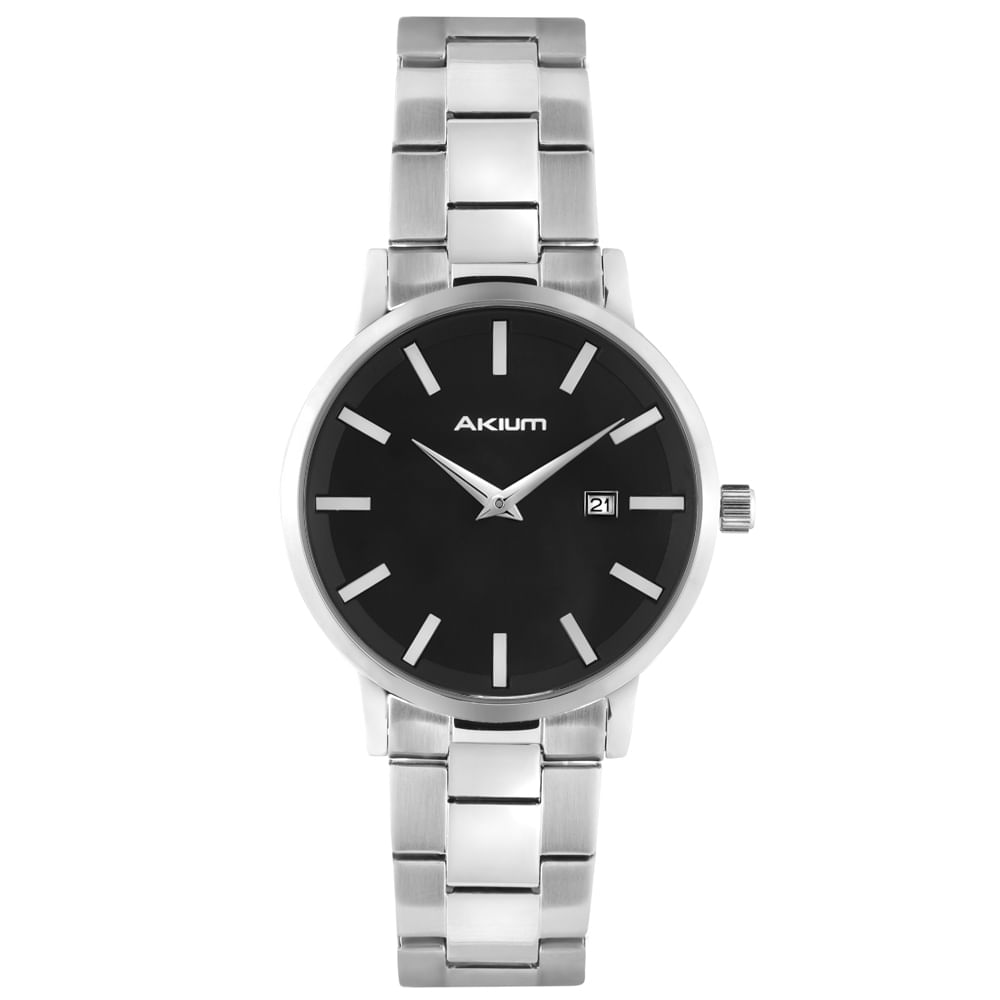 Relógio Akium Slim Masculino Aço Prateado